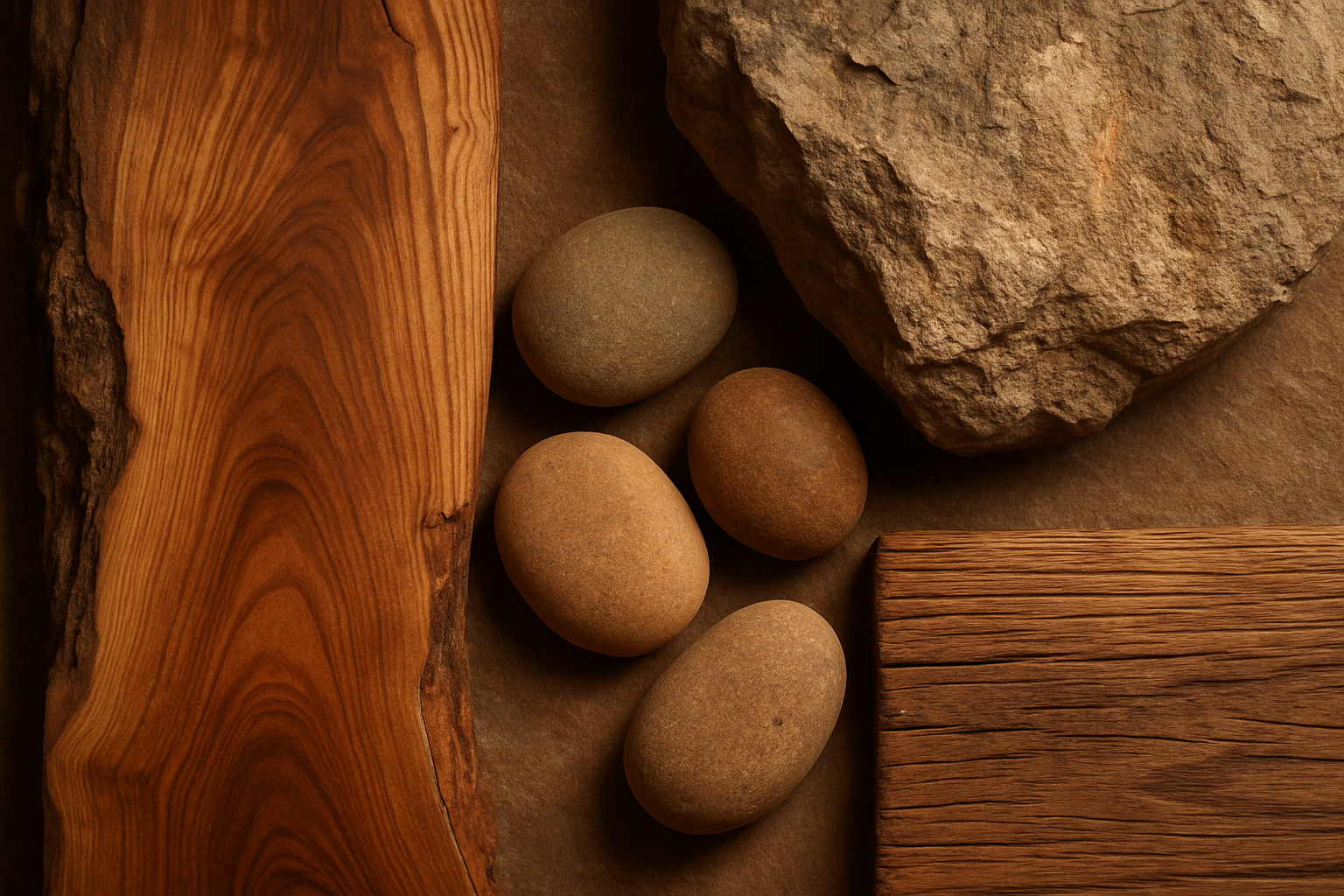 natural wood and stone