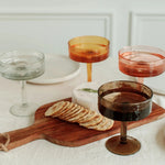 Load image into Gallery viewer, Handblown Hammered Coupe Cocktail Glasses, Amber - set of 4
