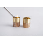 Load image into Gallery viewer, Brass Candle Holder - Amber Alabaster

