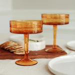 Load image into Gallery viewer, Handblown Hammered Coupe Cocktail Glasses, Amber - set of 4
