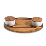 Load image into Gallery viewer, Charcuterie/ Serving Tray w/ 2 ceramic bowls w/ lids
