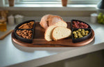 Load image into Gallery viewer, Charcuterie / Serving Tray w/ 4 Triangular Ceramic Bowls
