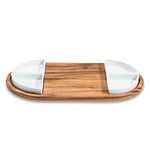 Load image into Gallery viewer, Charcuterie / Serving Tray w/ 4 Triangular Ceramic Bowls
