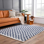 Load image into Gallery viewer, Kieu Blue &amp; White Checkered Area Rug

