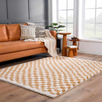Load image into Gallery viewer, Kieu Yellow &amp; White Checkered Area Rug
