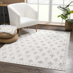 Load image into Gallery viewer, Tigris Swiss Cross Ivory &amp; Gray 2322 Area Rug
