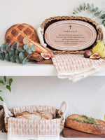 Load image into Gallery viewer, Personalized Bread Warmer &amp; Basket Gift Set with Tea Towel - Bible Oval
