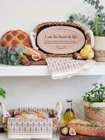 Load image into Gallery viewer, Personalized Bread Warmer &amp; Basket Gift Set with Tea Towel - Bible Oval
