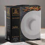 Load image into Gallery viewer, White Porcelain Deep Plate With Embossed Wide Rim 9&quot; inch | Set Of 6 In Gift Box
