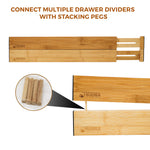 Load image into Gallery viewer, Bamboo Adjustable Spring-Loaded, Stackable Drawer Divider Organizers
