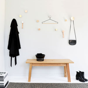 Round Beech Wood Wall Mounted Mirror Coat Hook