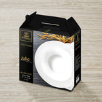 Load image into Gallery viewer, White Porcelain Deep Plate With Embossed Wide Rim 9&quot; inch | Set Of 6 In Gift Box

