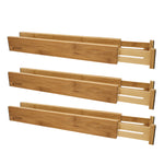 Load image into Gallery viewer, Bamboo Adjustable Spring-Loaded, Stackable Drawer Divider Organizers
