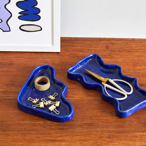 Ceramic Wave Trays - Speckled Blue - Rectangle