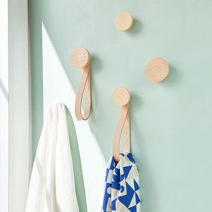 Beech Wood Hook + Leather Accessory Strap - Set of 3