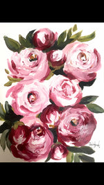 Load image into Gallery viewer, Peonies Art Print! 11x14in, Acrylic Painting Print, Wall Art, Home Decor, Peony Art
