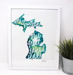 Load image into Gallery viewer, The Great Lakes State Art Print 11x14in, Wall Art, Michigan Art, Home Decor
