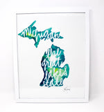 Load image into Gallery viewer, The Great Lakes State Art Print 11x14in, Wall Art, Michigan Art, Home Decor

