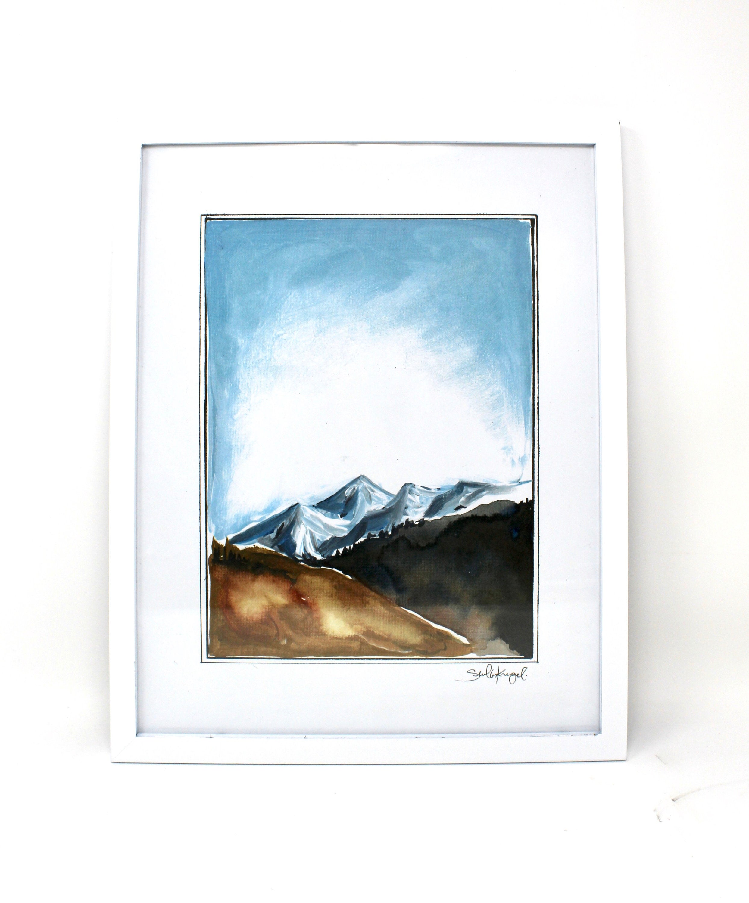 Simple Mountains, 11x14 Art Print, Mountains Watercolor, Adventure Painting