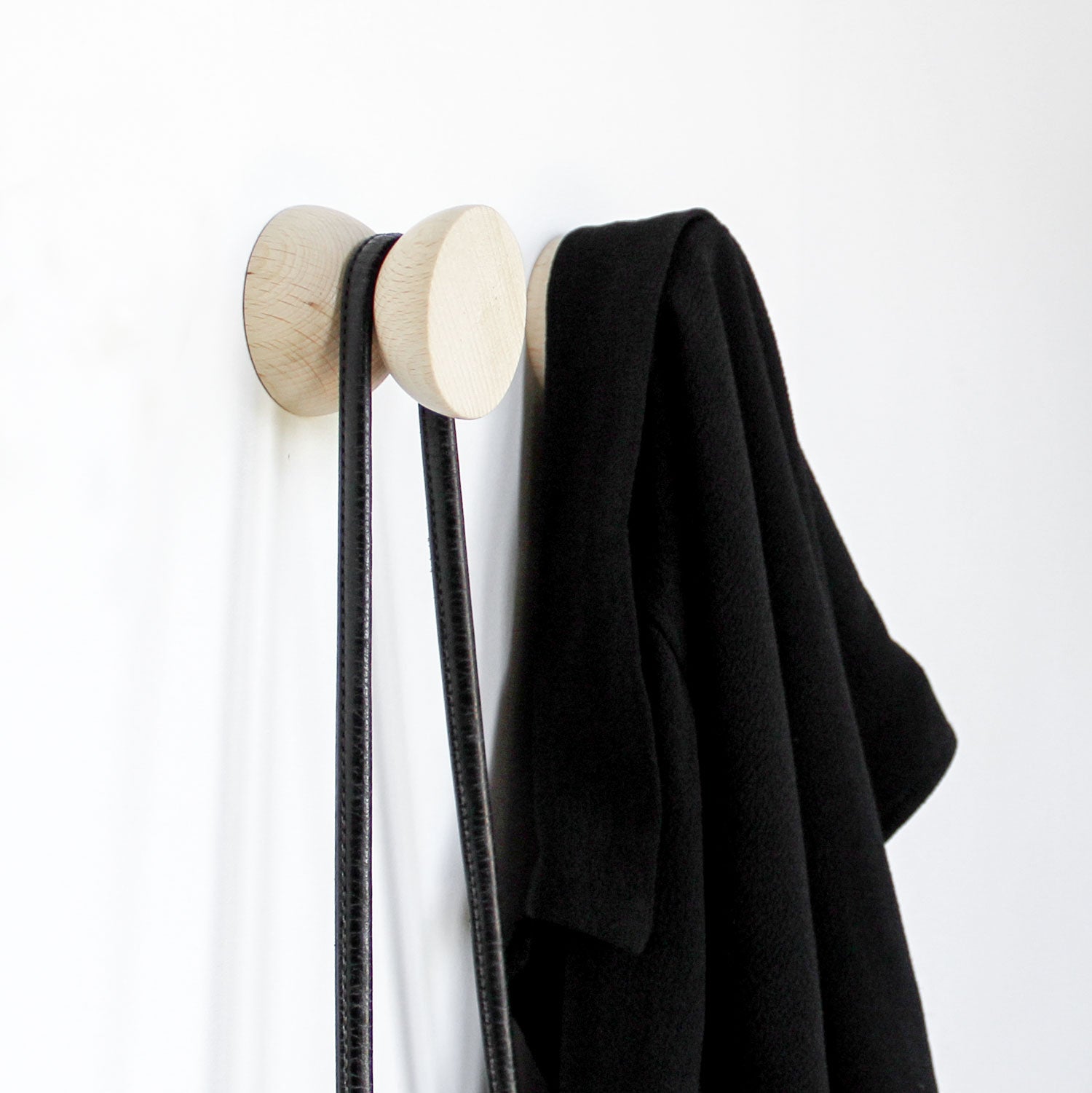 Geometric Beech Coat Hook - Set of 3