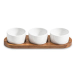 Load image into Gallery viewer, Condiment Serving Set  3 Ceramic Bowls with Lids  13&quot; x 3.75&quot;
