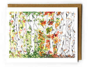 Birch Forest, Four Seasons - Blank Card