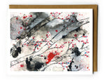 Load image into Gallery viewer, Cherry Blossoms in Black - Blank Card

