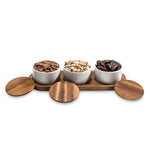 Load image into Gallery viewer, Condiment Serving Set  3 Ceramic Bowls with Lids  13&quot; x 3.75&quot;
